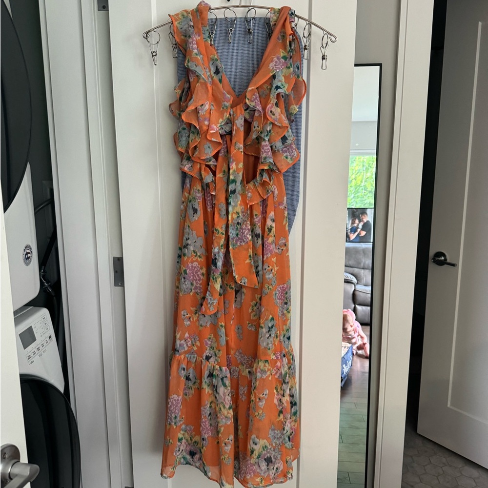 Beautiful long flowered wedding guest dress